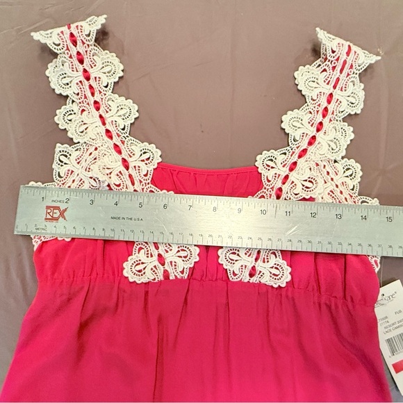 NWT Karen Kane Pink Lace Trim Sleeveless 100% Silk Top Size XS MSRP $148 - Picture 5 of 9